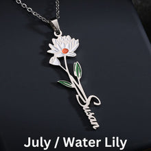 Load image into Gallery viewer, Personalized Birth Flower Name Necklace
