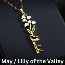 Load image into Gallery viewer, Personalized Birth Flower Name Necklace