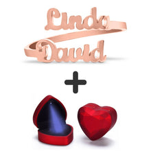 Load image into Gallery viewer, Personalized Double Name Ring + Heart Gift Box