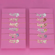 Load image into Gallery viewer, Personalized Birth Flower Name Necklace v2
