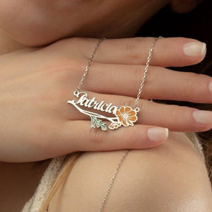 Personalized Birth Flower Name Necklace v2