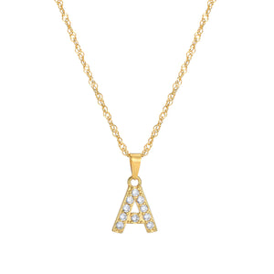 Initial Letter Necklace with Zirconia