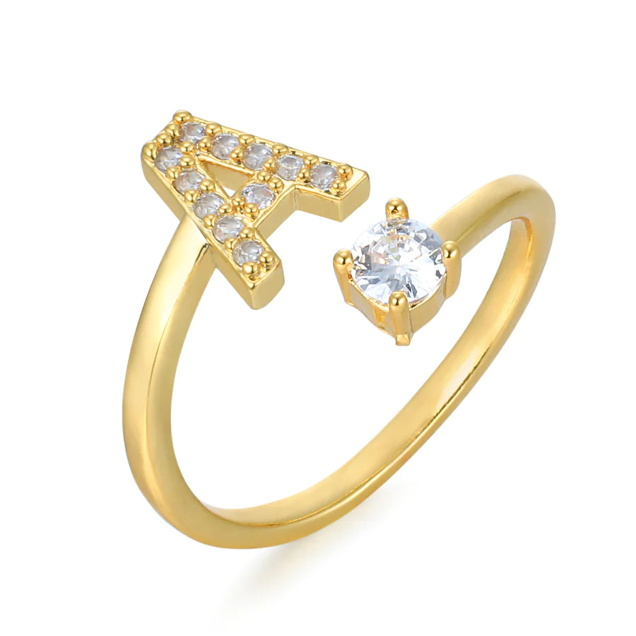 Initial Letter Ring with Zirconia – Customize You Shop