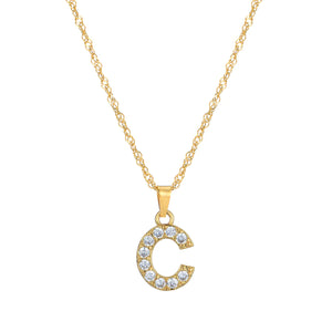 Initial Letter Necklace with Zirconia