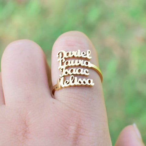 Personalized Four Name Ring
