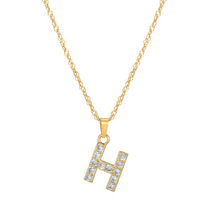 Initial Letter Necklace with Zirconia