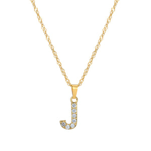Initial Letter Necklace with Zirconia