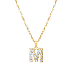 Initial Letter Necklace with Zirconia