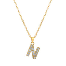 Load image into Gallery viewer, Initial Letter Necklace with Zirconia