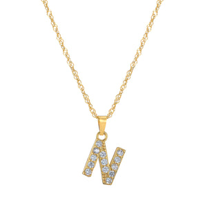 Initial Letter Necklace with Zirconia