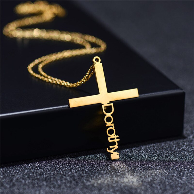 Personalized Small Engraved Cross Necklace – Be Monogrammed