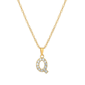 Initial Letter Necklace with Zirconia
