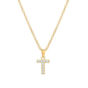 Initial Letter Necklace with Zirconia
