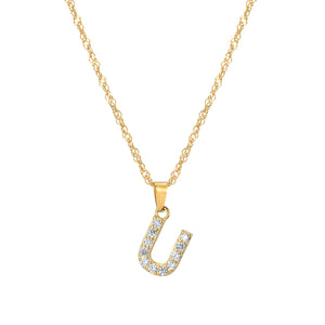 Initial Letter Necklace with Zirconia