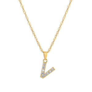 Initial Letter Necklace with Zirconia