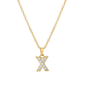 Initial Letter Necklace with Zirconia
