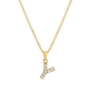 Initial Letter Necklace with Zirconia