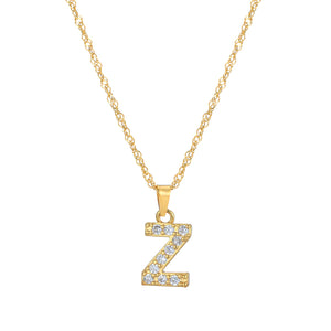Initial Letter Necklace with Zirconia